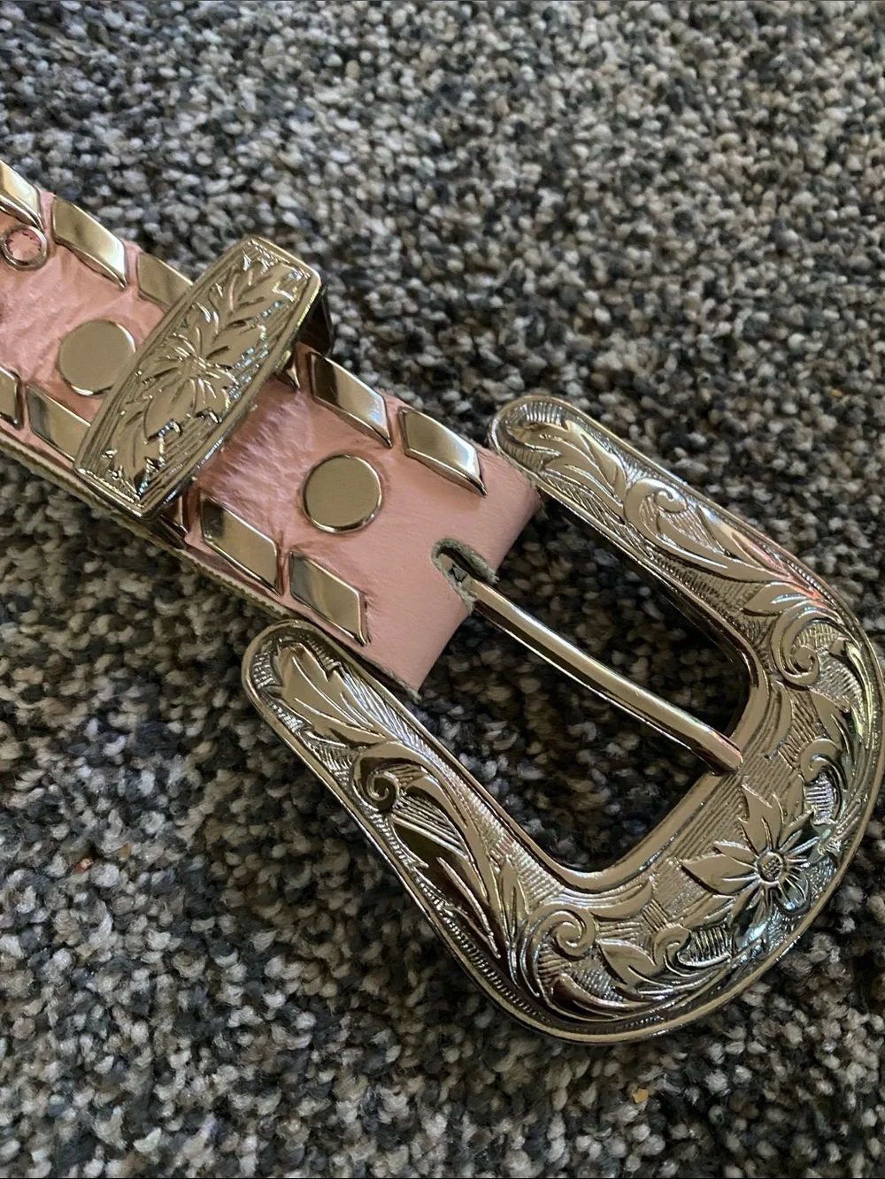 Vintage KIPPY’S Pink Jeweled Western-Style Women’s Belt with Silver Buckle